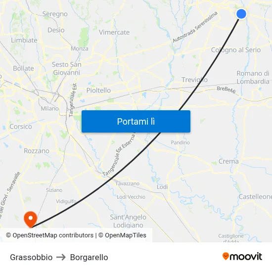 Grassobbio to Borgarello map