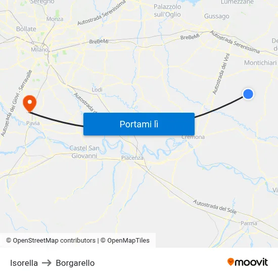 Isorella to Borgarello map