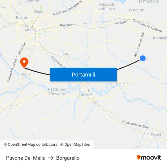 Pavone Del Mella to Borgarello map