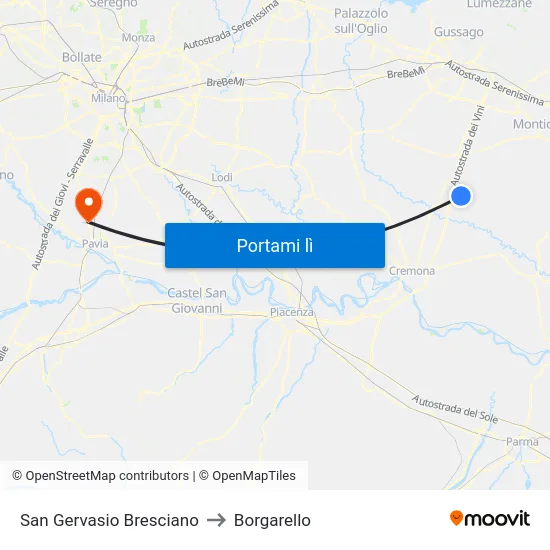San Gervasio Bresciano to Borgarello map