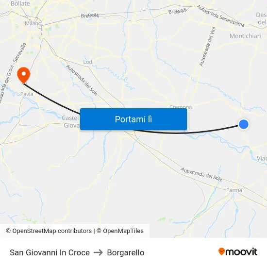 San Giovanni In Croce to Borgarello map