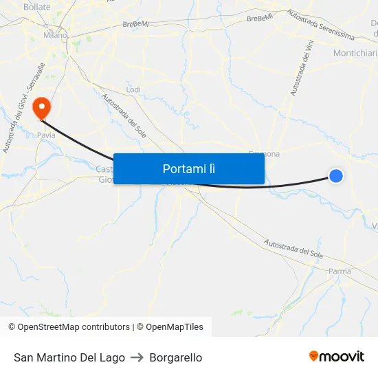 San Martino Del Lago to Borgarello map