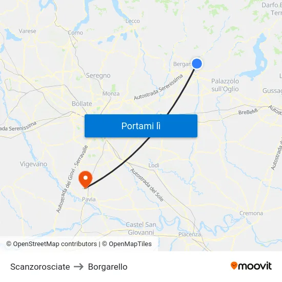 Scanzorosciate to Borgarello map