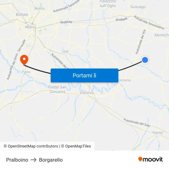 Pralboino to Borgarello map