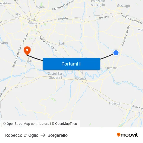 Robecco D' Oglio to Borgarello map