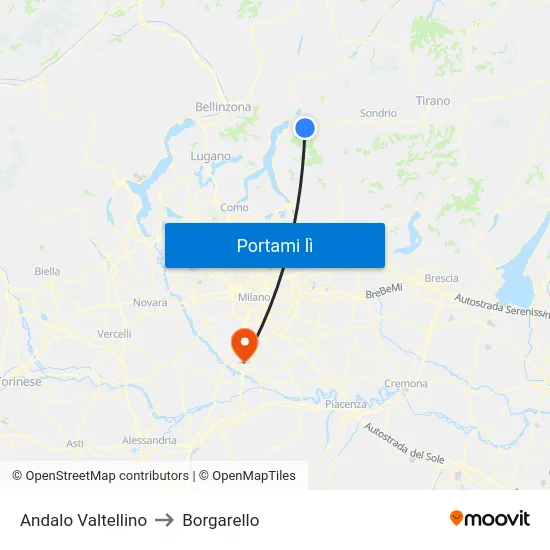 Andalo Valtellino to Borgarello map