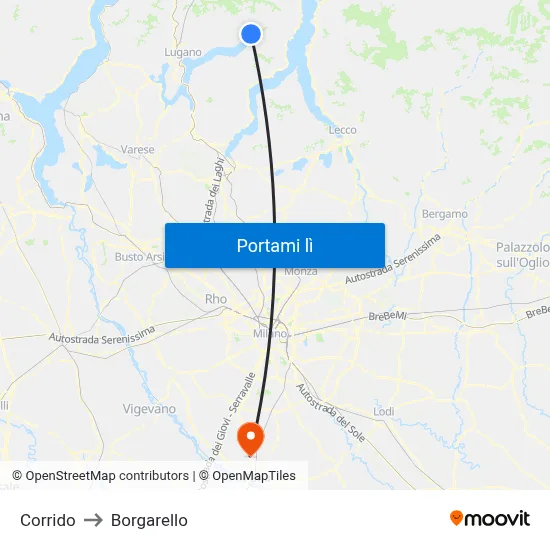 Corrido to Borgarello map