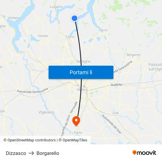 Dizzasco to Borgarello map