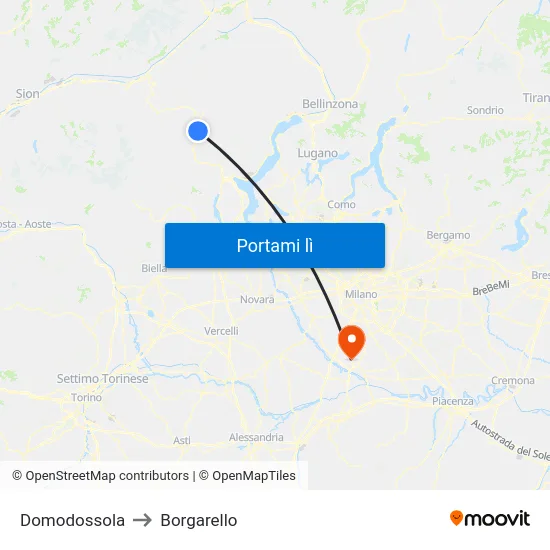 Domodossola to Borgarello map