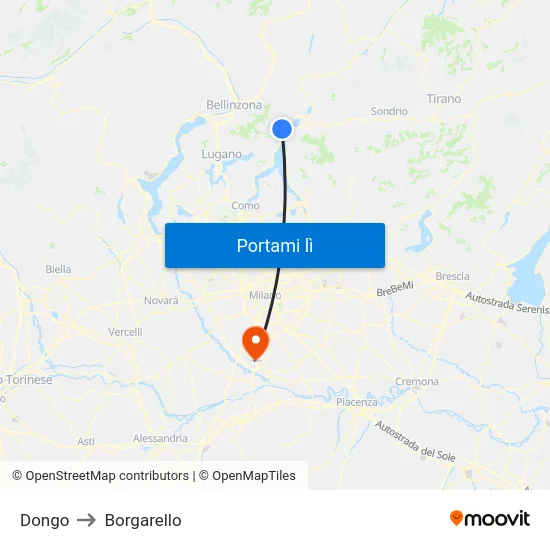 Dongo to Borgarello map