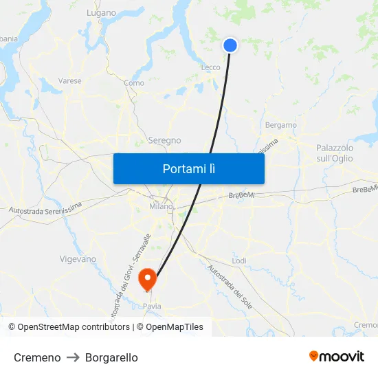 Cremeno to Borgarello map