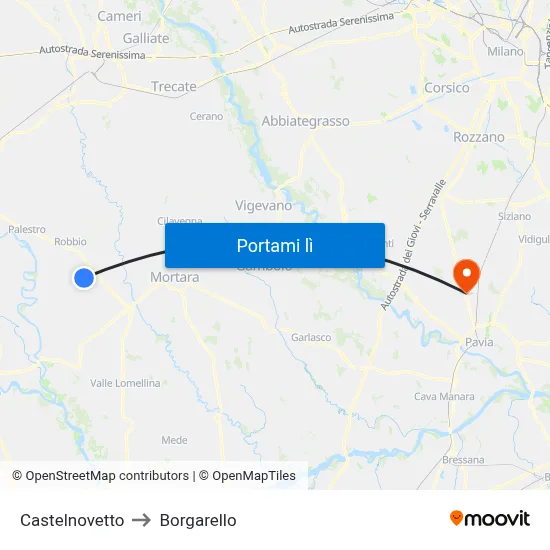 Castelnovetto to Borgarello map