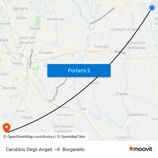 Carobbio Degli Angeli to Borgarello map