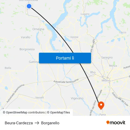 Beura-Cardezza to Borgarello map