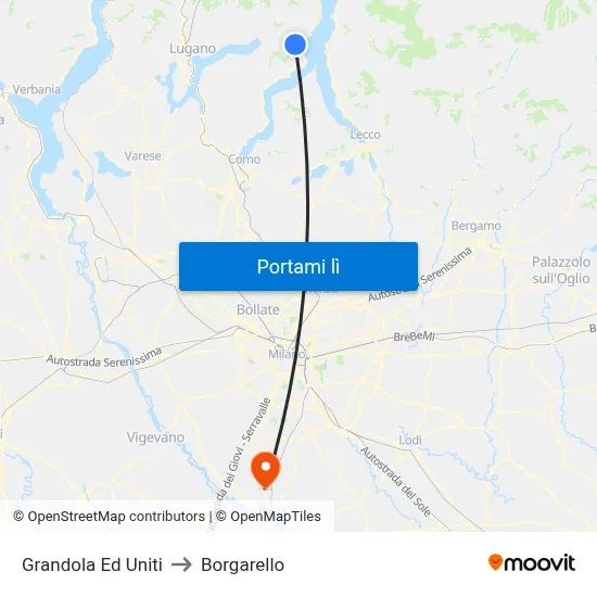 Grandola Ed Uniti to Borgarello map