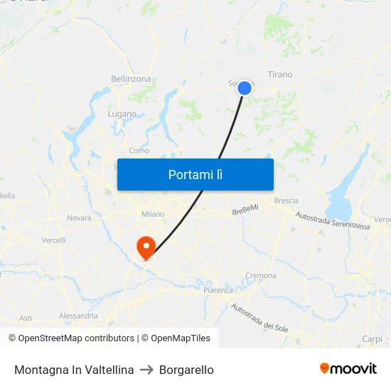 Montagna In Valtellina to Borgarello map