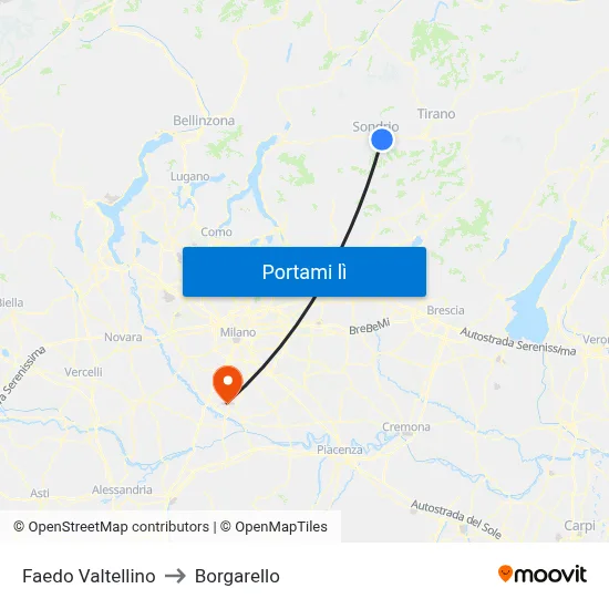 Faedo Valtellino to Borgarello map