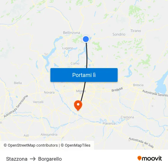 Stazzona to Borgarello map