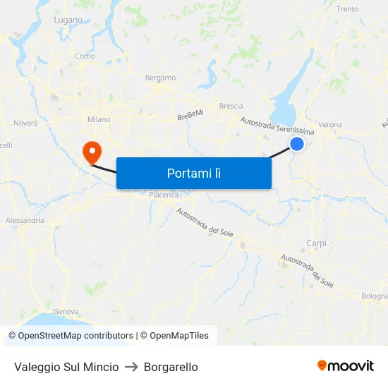Valeggio Sul Mincio to Borgarello map