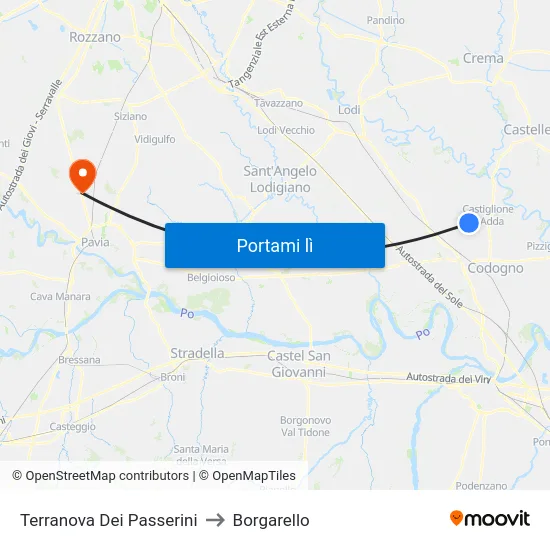 Terranova Dei Passerini to Borgarello map