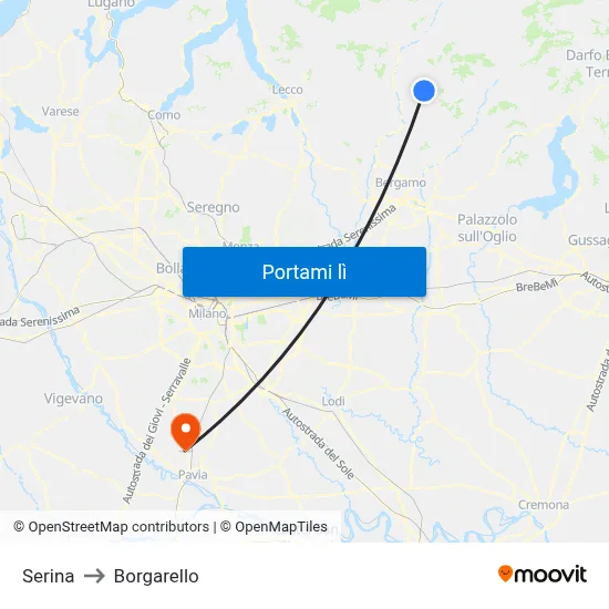Serina to Borgarello map