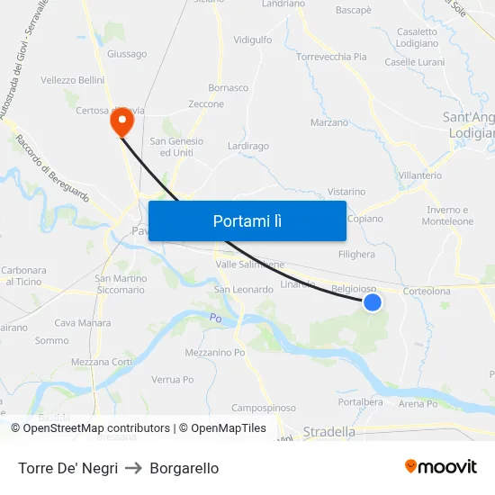 Torre De' Negri to Borgarello map