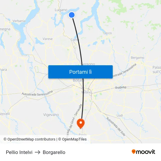 Pellio Intelvi to Borgarello map