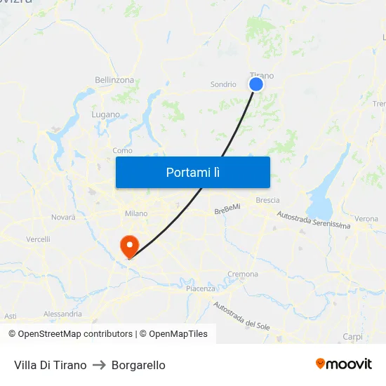 Villa Di Tirano to Borgarello map