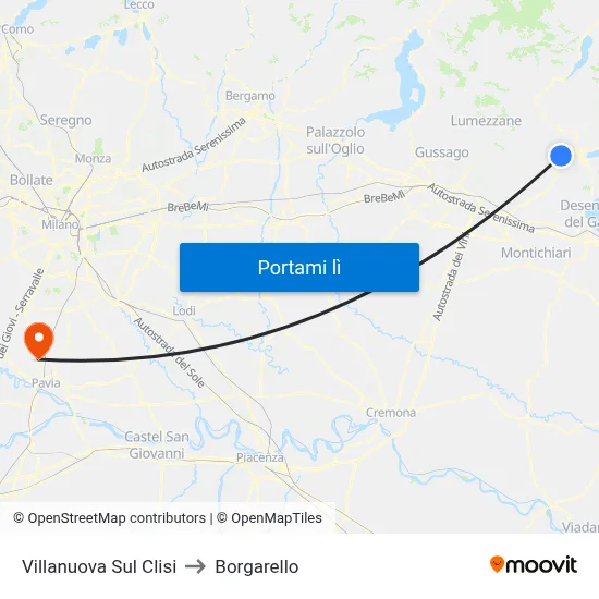 Villanuova Sul Clisi to Borgarello map