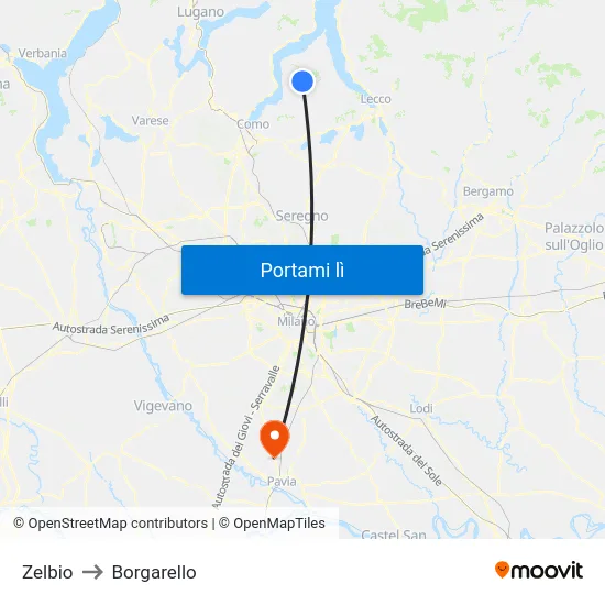 Zelbio to Borgarello map