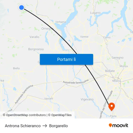 Antrona Schieranco to Borgarello map