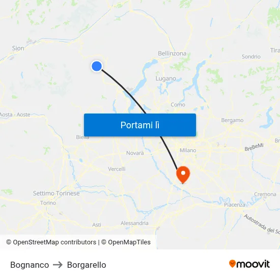 Bognanco to Borgarello map
