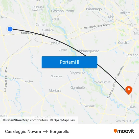Casaleggio Novara to Borgarello map