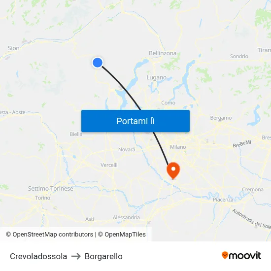 Crevoladossola to Borgarello map