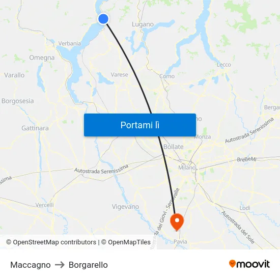 Maccagno to Borgarello map