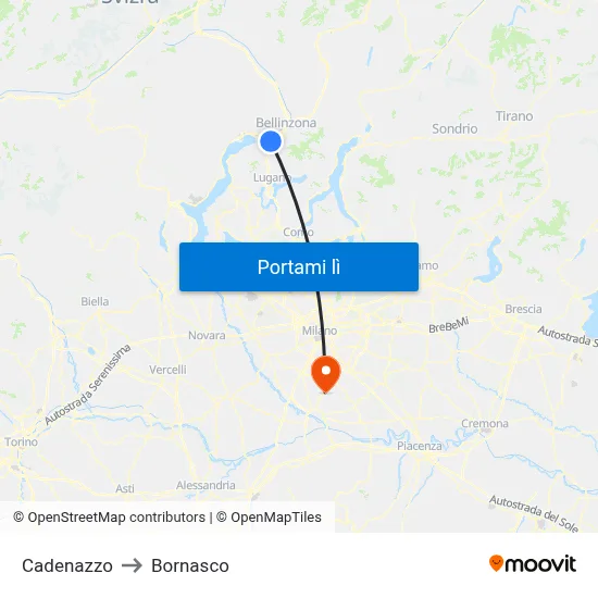 Cadenazzo to Bornasco map