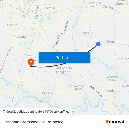 Bagnolo Cremasco to Bornasco map