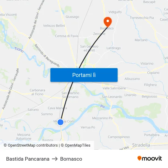 Bastida Pancarana to Bornasco map