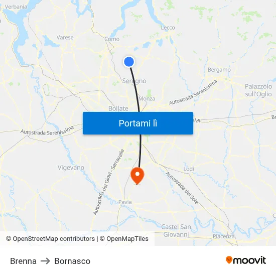 Brenna to Bornasco map