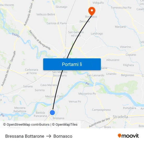 Bressana Bottarone to Bornasco map