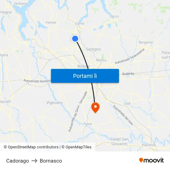 Cadorago to Bornasco map
