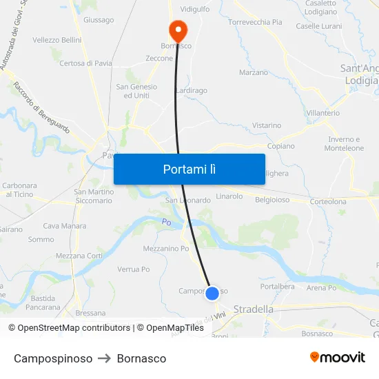 Campospinoso to Bornasco map