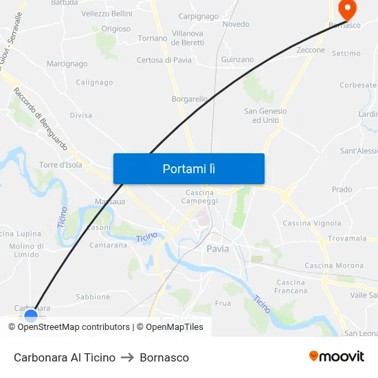 Carbonara Al Ticino to Bornasco map