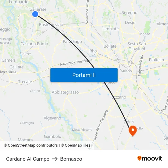 Cardano Al Campo to Bornasco map