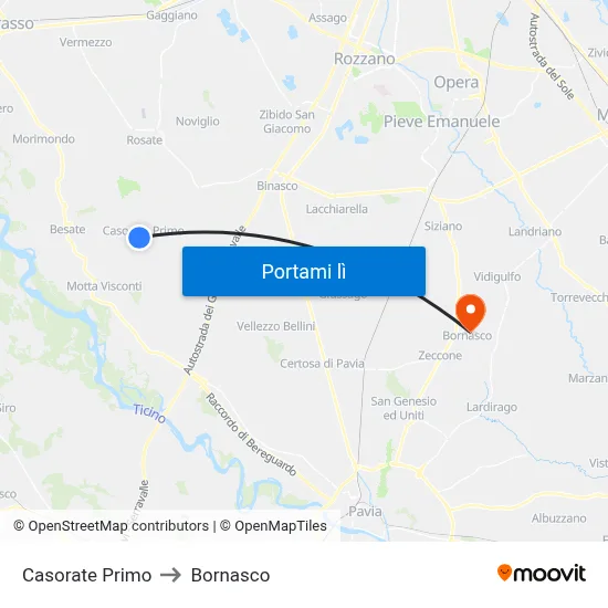 Casorate Primo to Bornasco map