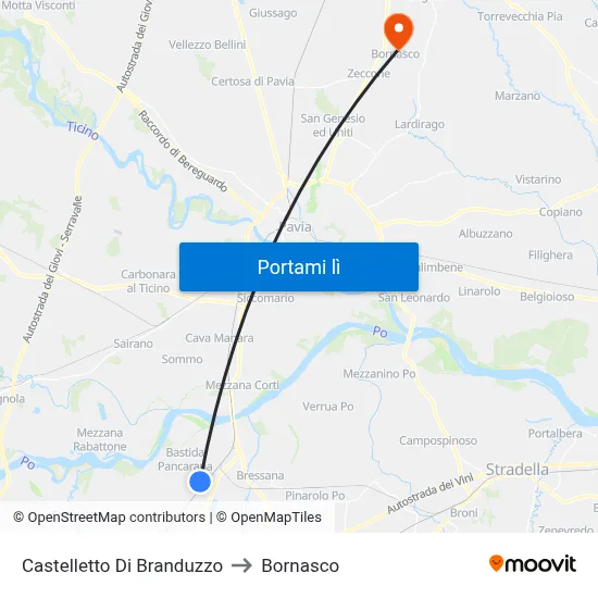 Castelletto Di Branduzzo to Bornasco map
