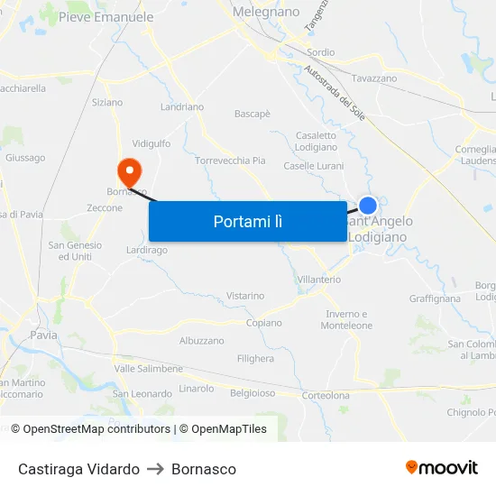 Castiraga Vidardo to Bornasco map