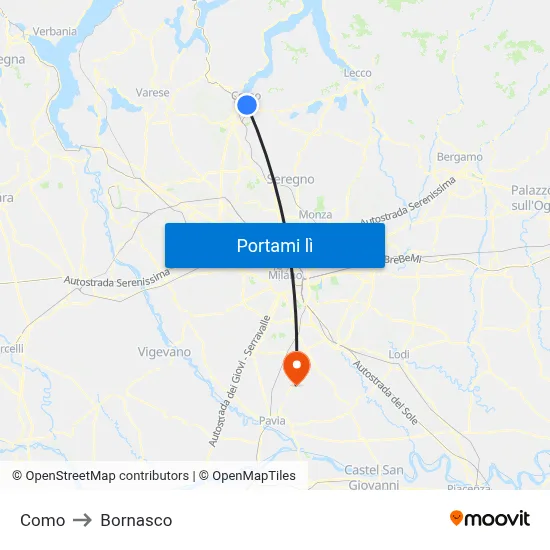 Como to Bornasco map