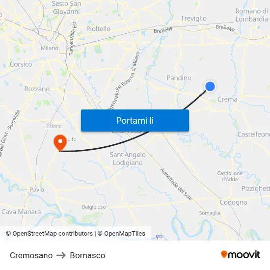 Cremosano to Bornasco map
