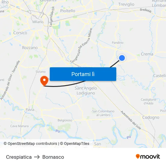 Crespiatica to Bornasco map